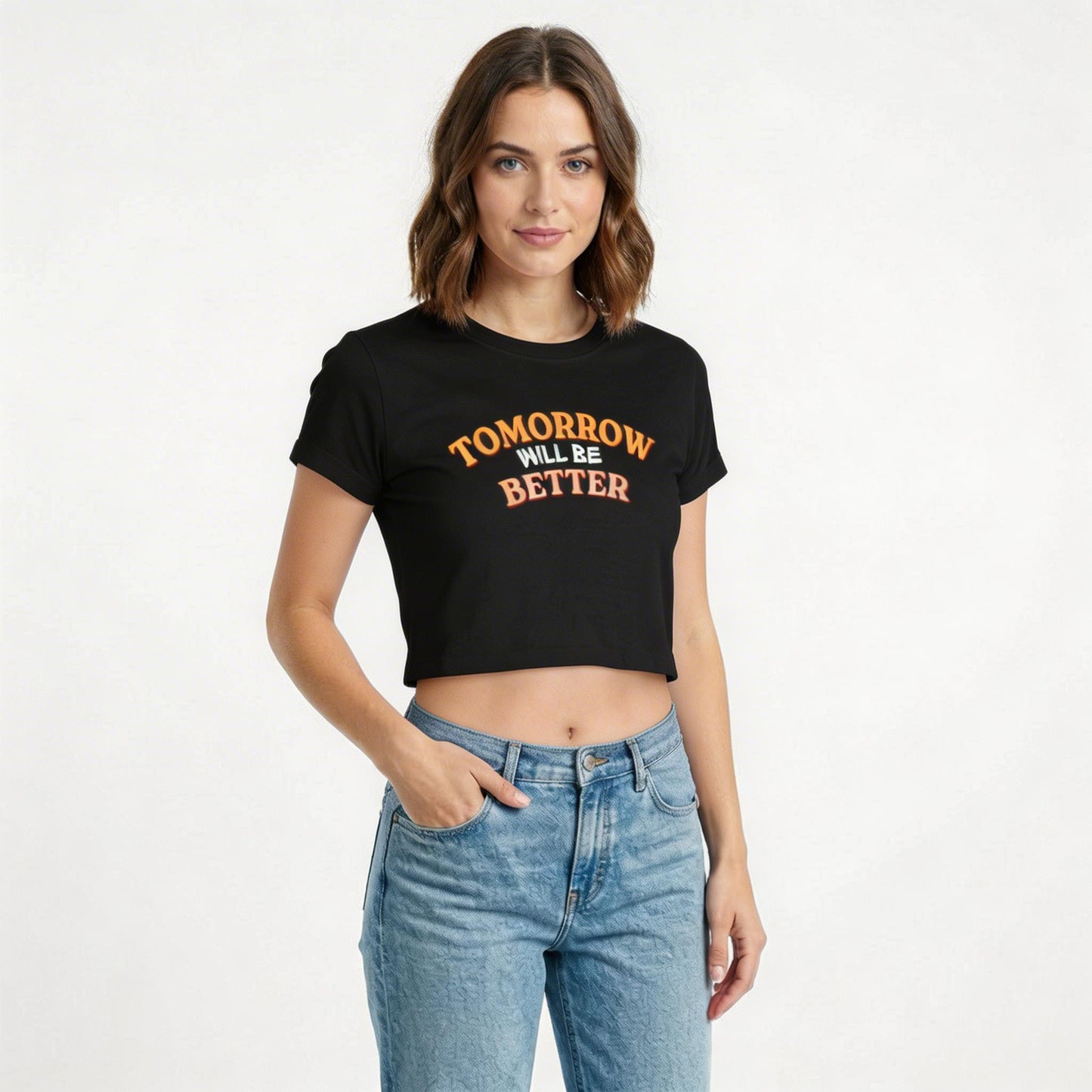 Motivational Graphic Crop Tee for Women