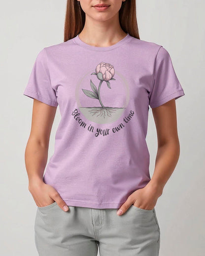 Lavender Women’s Classic Cotton T-Shirt - Bloom in Your Own Time