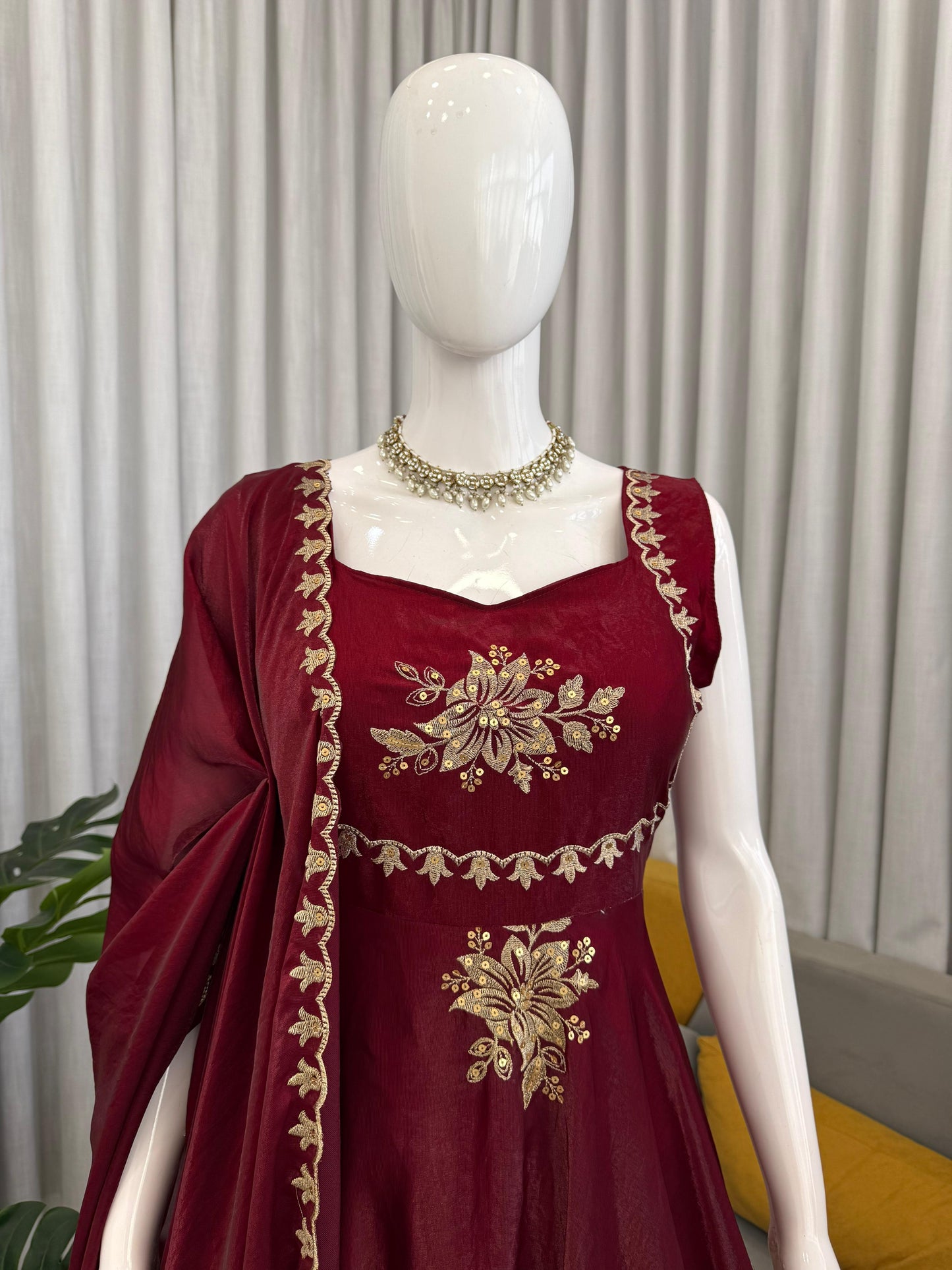 Women’s Fendy Silk 3-Piece Kurta Palazzo Set with Dupatta | Embroidered Festive Wear (S–XXL)