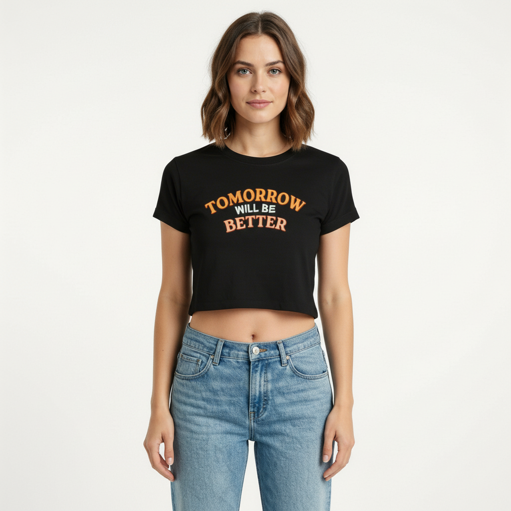 Motivational Graphic Crop Tee for Women