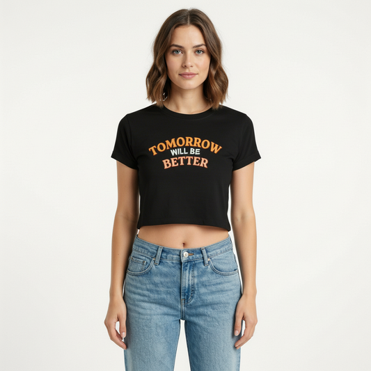Motivational Graphic Crop Tee for Women