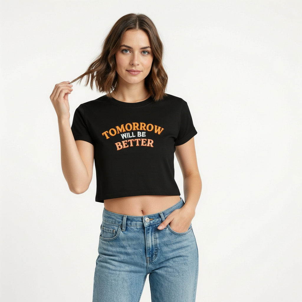 Motivational Graphic Crop Tee for Women