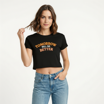 Motivational Graphic Crop Tee for Women