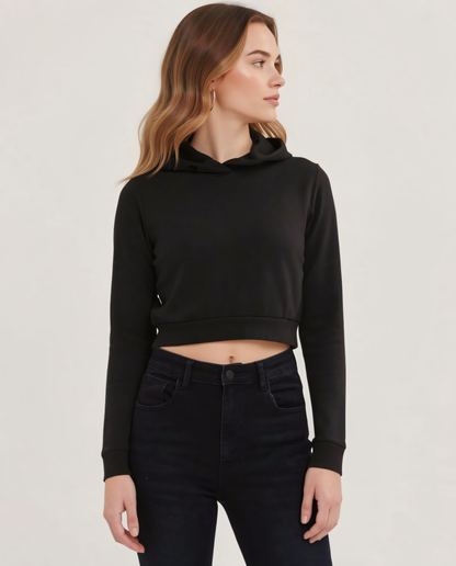 Cropped Cotton Hoodie -Zaira Street