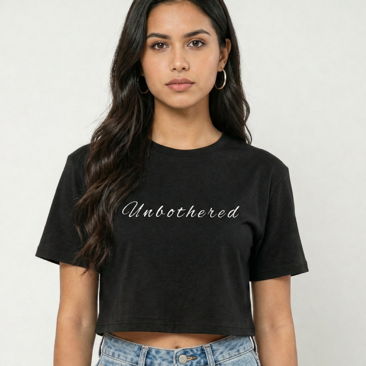 UNBOTHERED Black Crop Top – Effortless Edge, Everyday Comfort