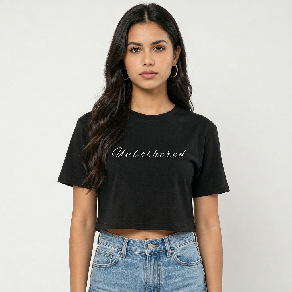 UNBOTHERED Black Crop Top – Effortless Edge, Everyday Comfort