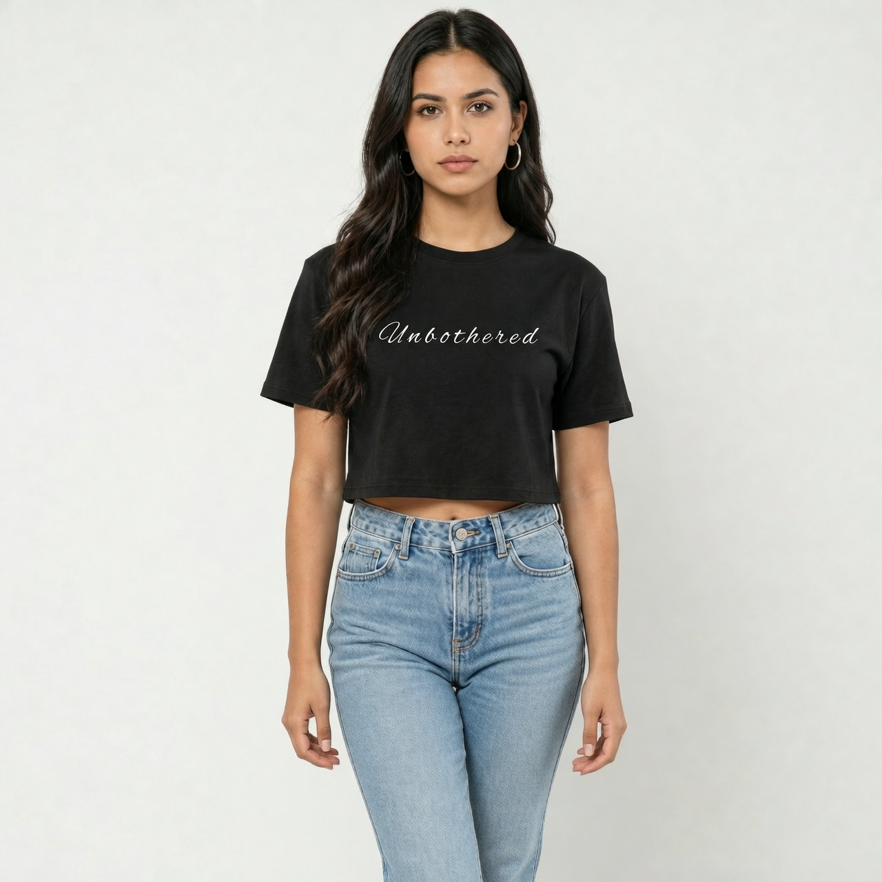 UNBOTHERED Black Crop Top – Effortless Edge, Everyday Comfort