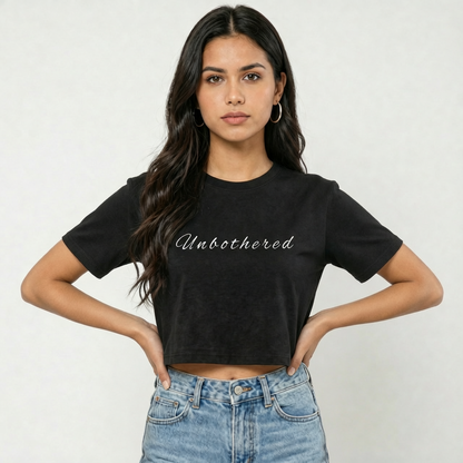 UNBOTHERED Black Crop Top – Effortless Edge, Everyday Comfort